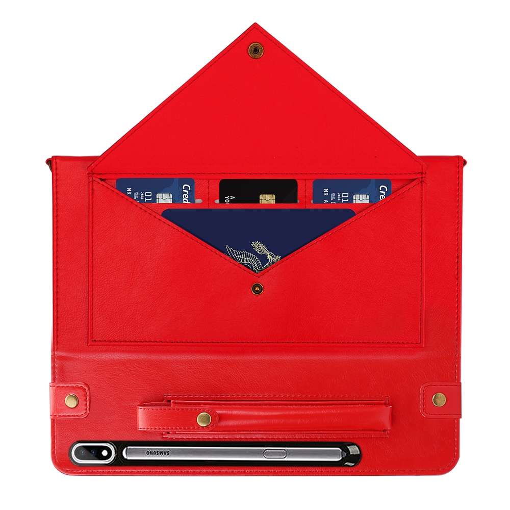 For Samsung Galaxy Tab S7+ T970/T975 Envelope Solid Color Leather Tablet Case(Red)
