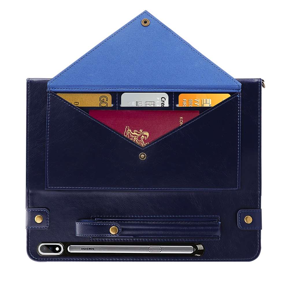 For Samsung Galaxy Tab S7 T870/T875 Envelope Solid Color Leather Tablet Case(Blue)