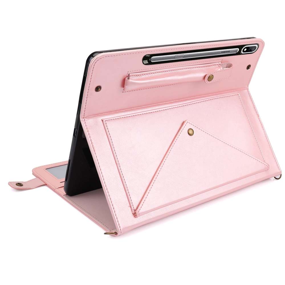 For Samsung Galaxy Tab S8 Envelope Solid Color Leather Tablet Case(Rose Gold)