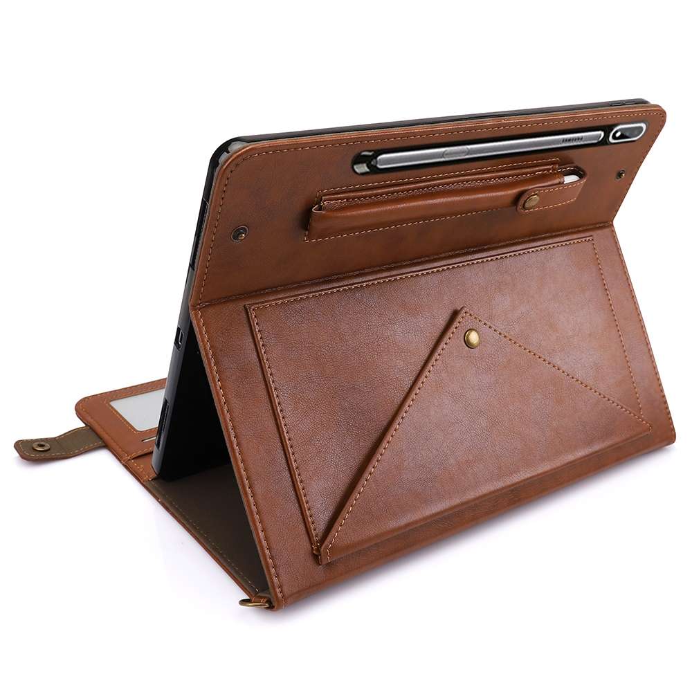 For Samsung Galaxy Tab S8 Envelope Solid Color Leather Tablet Case(Brown)