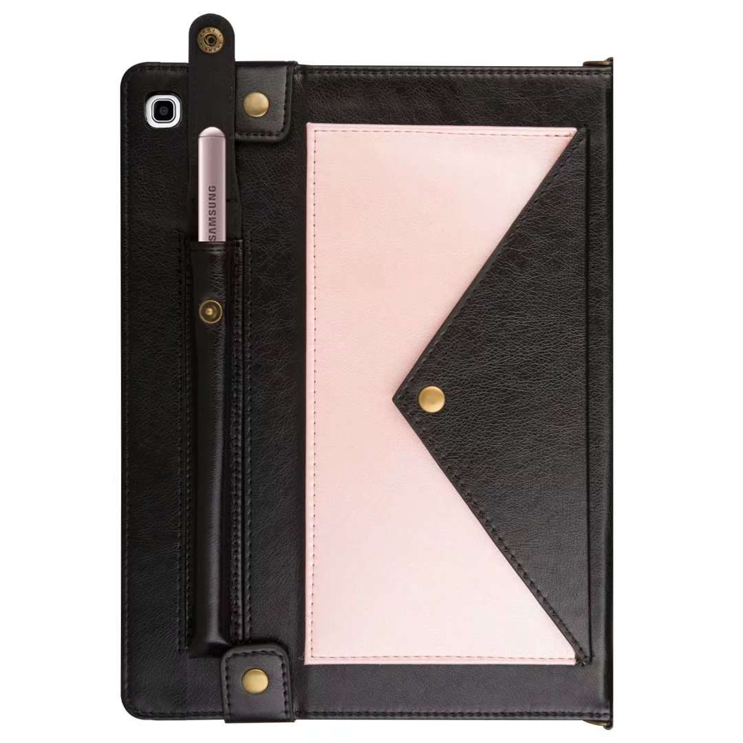 For Samsung Galaxy Tab S5e T720 Envelope Color Matching Leather Tablet Case(Black Rose Gold)