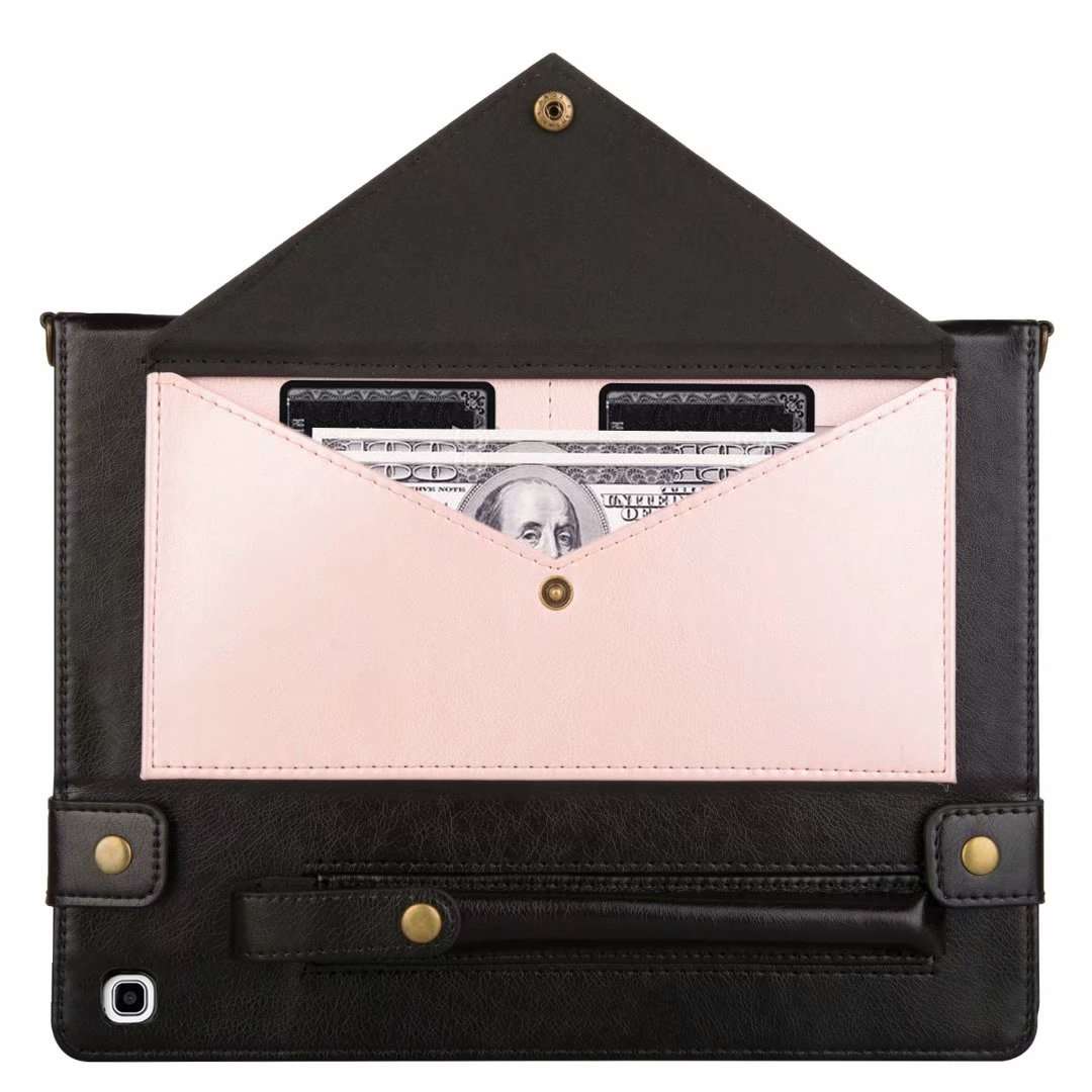 For Samsung Galaxy Tab S5e T720 Envelope Color Matching Leather Tablet Case(Black Rose Gold)
