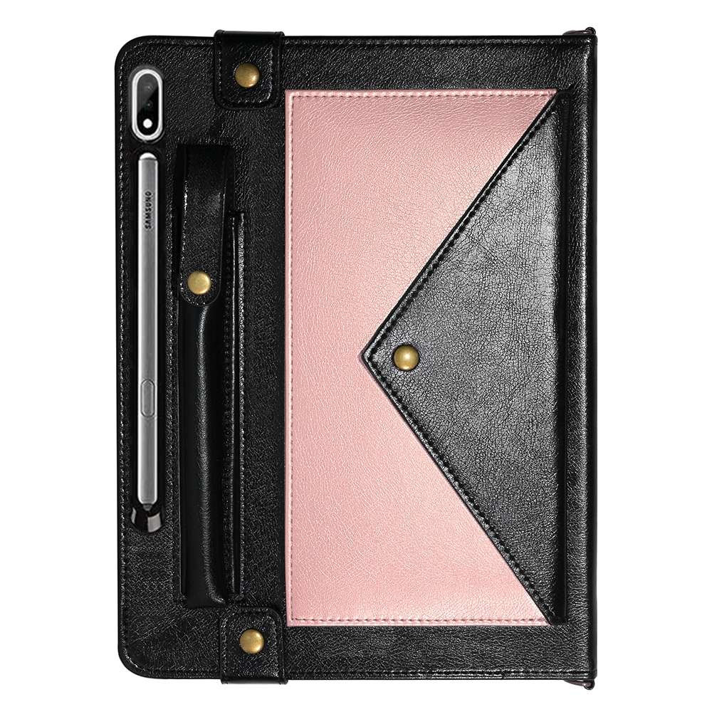 For Samsung Galaxy Tab S8 Envelope Color Matching Leather Tablet Case(Black Rose Gold)
