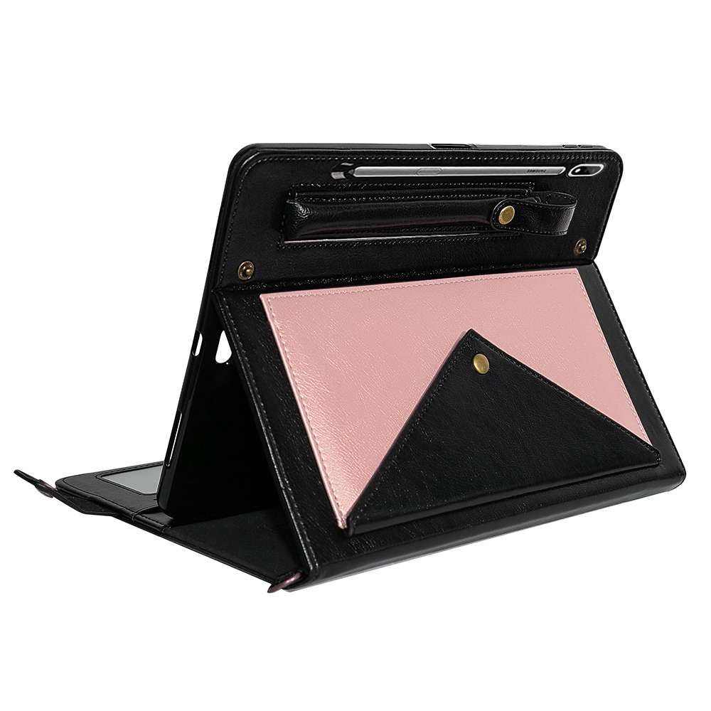 For Samsung Galaxy Tab S8 Envelope Color Matching Leather Tablet Case(Black Rose Gold)