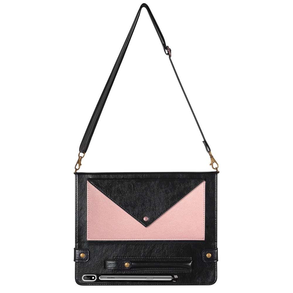 For Samsung Galaxy Tab S8 Envelope Color Matching Leather Tablet Case(Black Rose Gold)