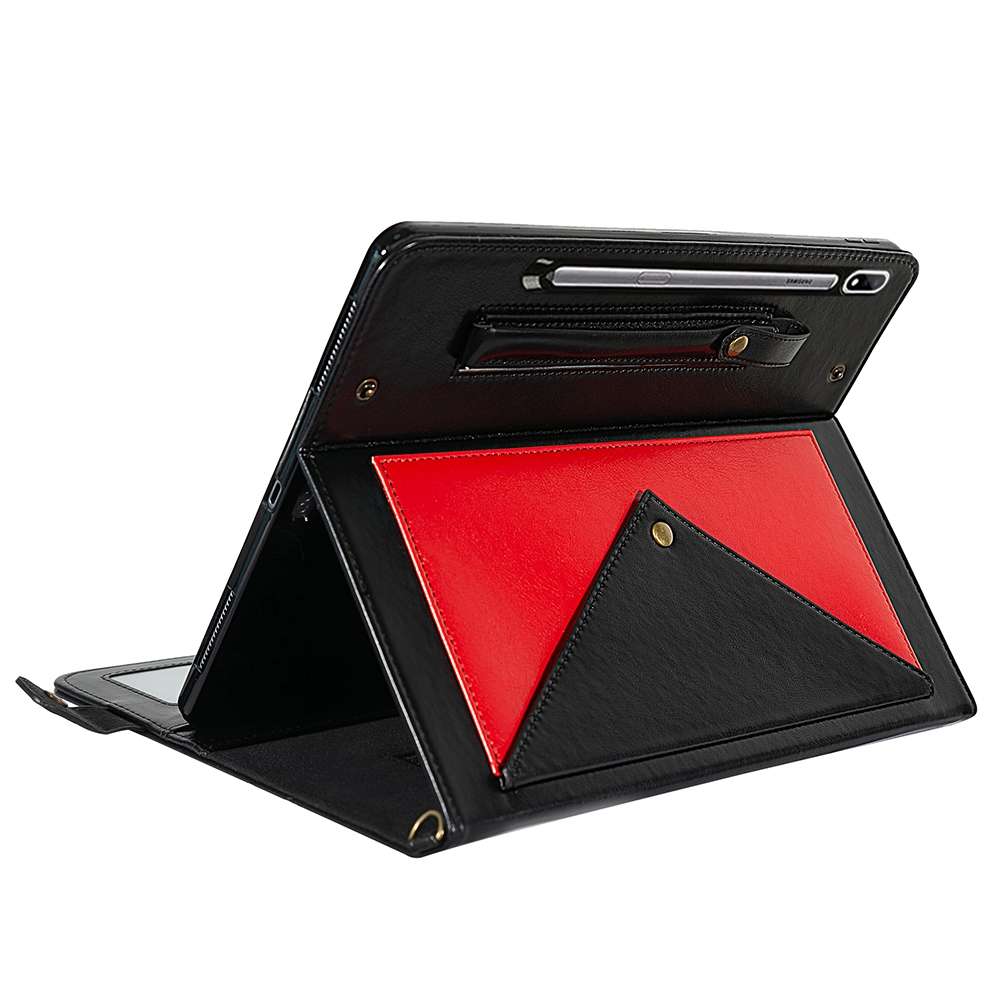For Samsung Galaxy Tab S8 Envelope Color Matching Leather Tablet Case(Black Red)