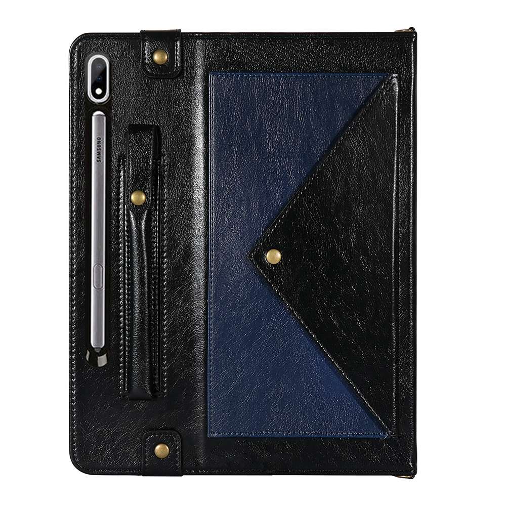 For Samsung Galaxy Tab S8 Envelope Color Matching Leather Tablet Case(Black Blue)