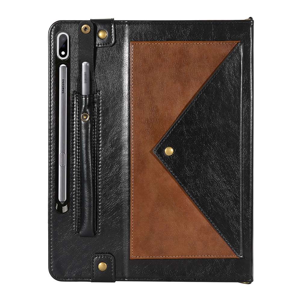 For Samsung Galaxy Tab S8 Envelope Color Matching Leather Tablet Case(Black Brown)
