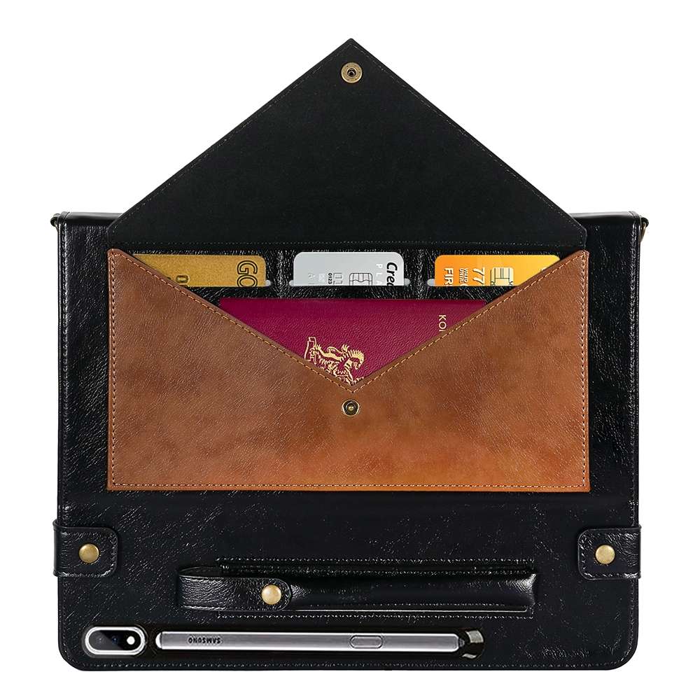 For Samsung Galaxy Tab S8 Envelope Color Matching Leather Tablet Case(Black Brown)