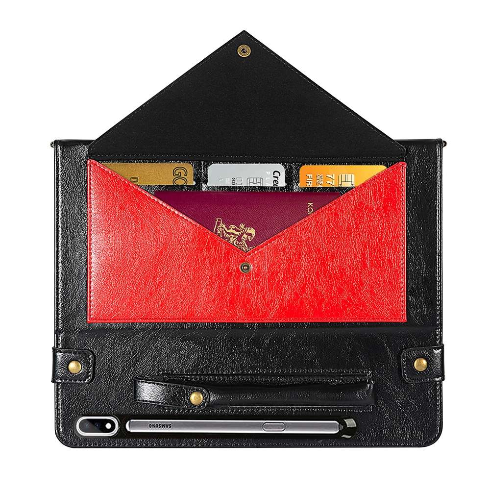 For Samsung Galaxy Tab S8+ Envelope Color Matching Leather Tablet Case(Black Red)
