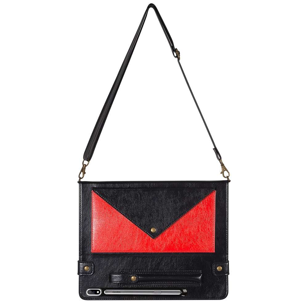 For Samsung Galaxy Tab S8+ Envelope Color Matching Leather Tablet Case(Black Red)