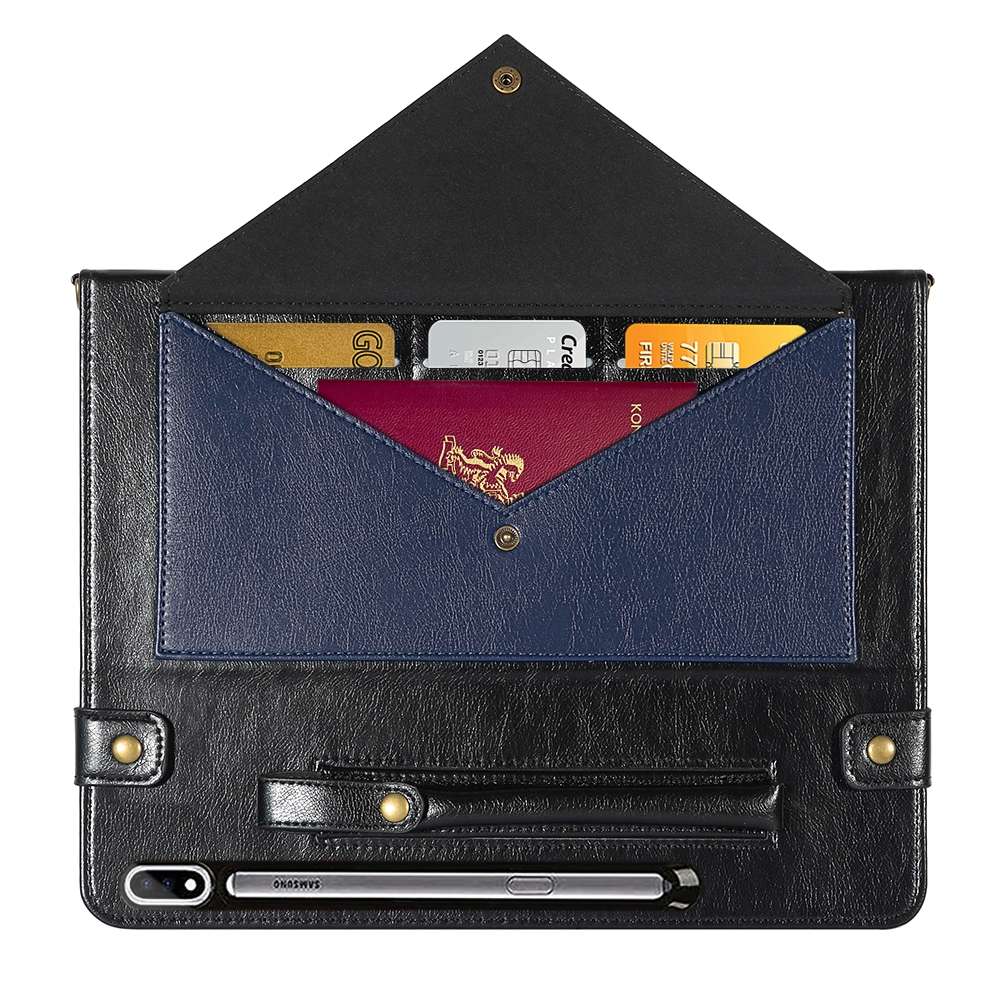 For Samsung Galaxy Tab S8+ Envelope Color Matching Leather Tablet Case(Black Blue)