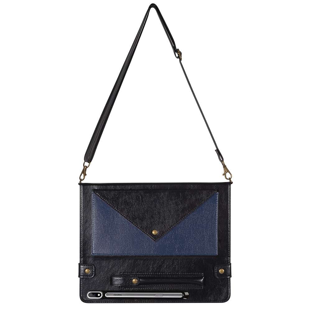 For Samsung Galaxy Tab S8+ Envelope Color Matching Leather Tablet Case(Black Blue)