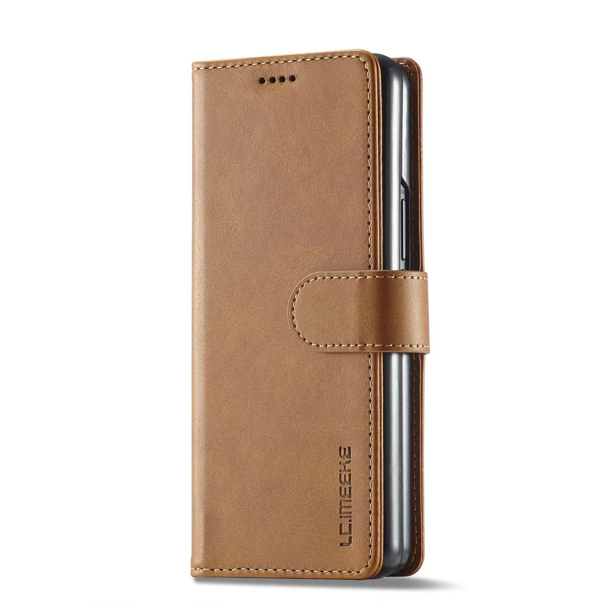 For Samsung Galaxy Z Fold4 5G LC.IMEEKE Calf Texture Leather Phone Case(Yellow)