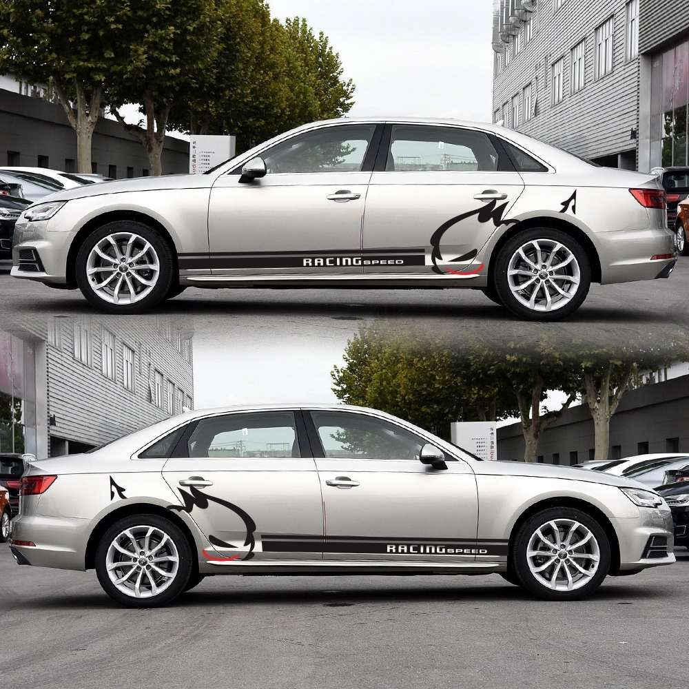 2 PCS/Set D-49 Evil Rabbit Pattern Car Modified Decorative Sticker(Black+Red)