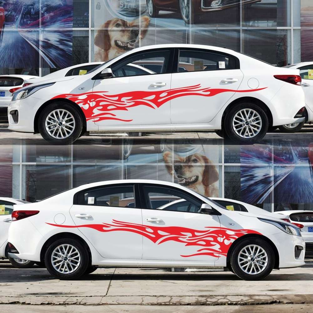 2 PCS/Set D-144 Fire Element Pattern Car Modified Decorative Sticker(Blue)