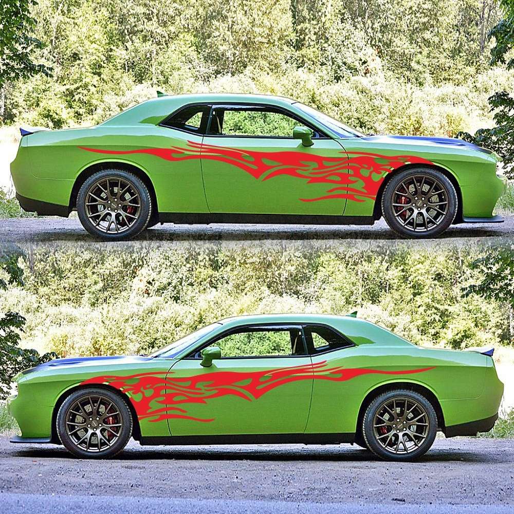 2 PCS/Set D-144 Fire Element Pattern Car Modified Decorative Sticker(Blue)