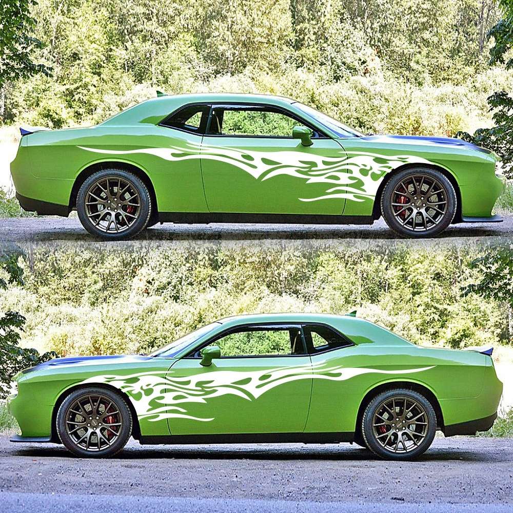 2 PCS/Set D-144 Fire Element Pattern Car Modified Decorative Sticker(Blue)