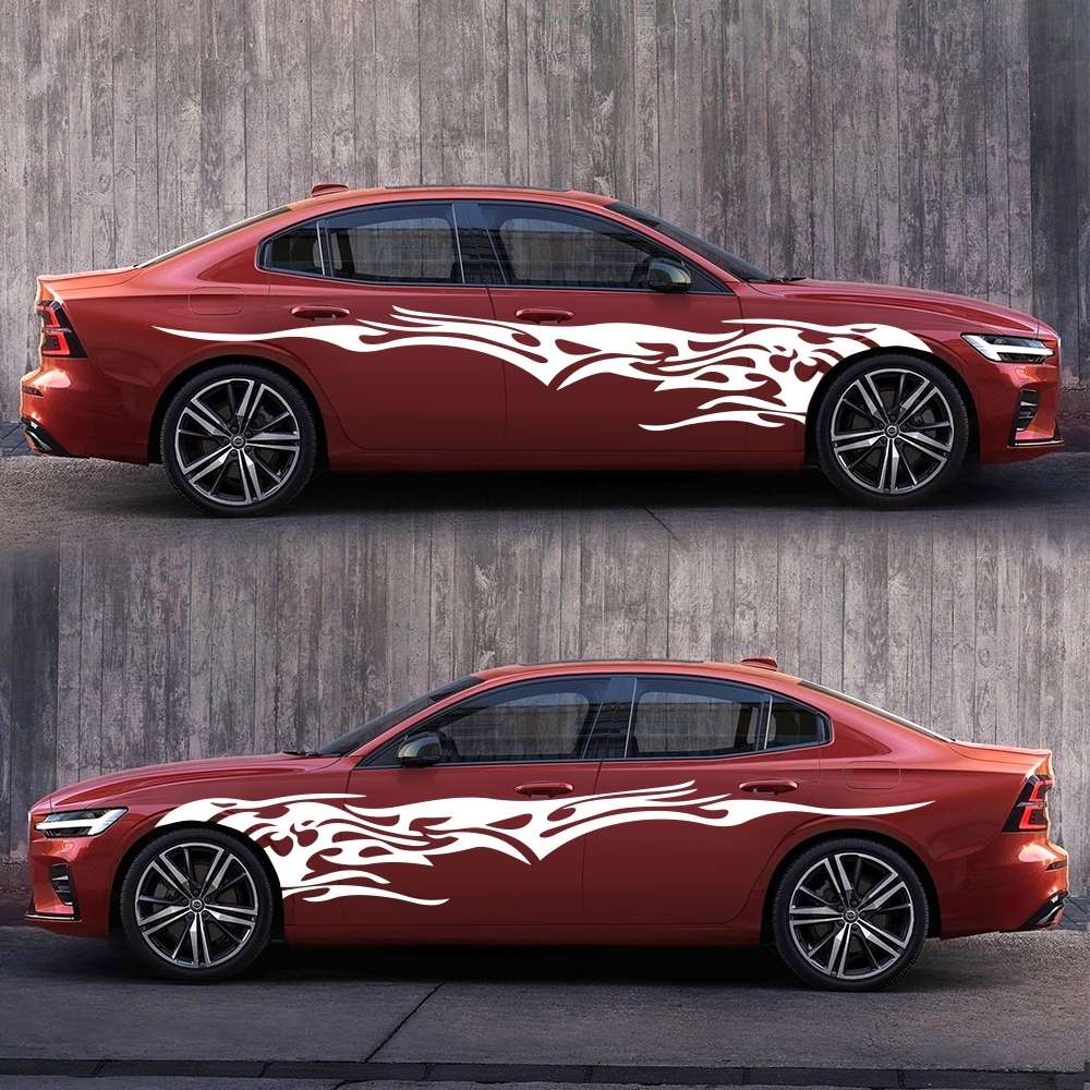 2 PCS/Set D-144 Fire Element Pattern Car Modified Decorative Sticker(Blue)