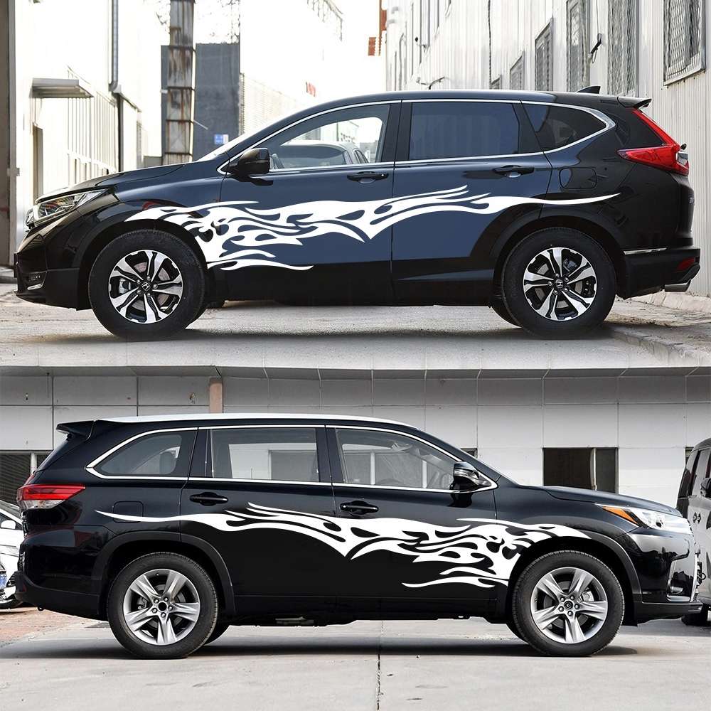 2 PCS/Set D-144 Fire Element Pattern Car Modified Decorative Sticker(Blue)