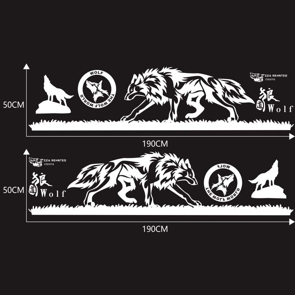 2 PCS/Set D-218 Wolf Totem Pattern Car Modified Decorative Sticker(Blue)
