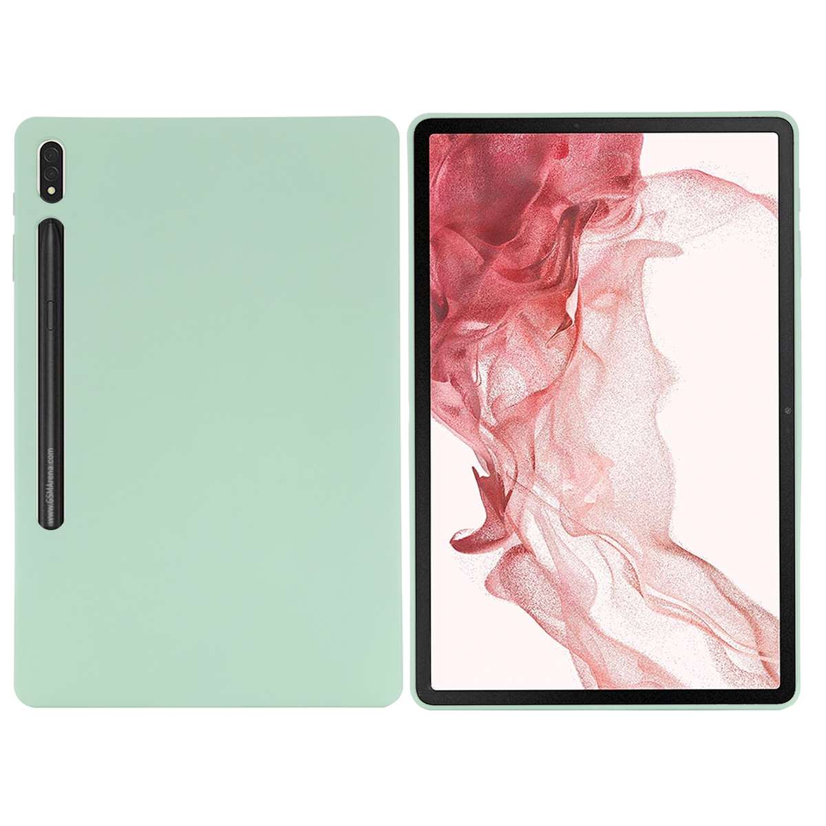 For Samsung Galaxy Tab S8+/Tab S7+/Tab S7 FE Pure Color Liquid Silicone Shockproof Full Coverage Tab