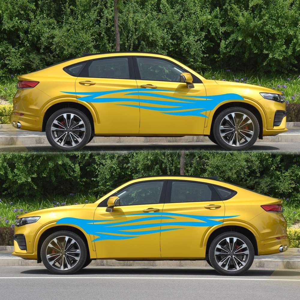 2 PCS/Set D-926 Fire Totem Pattern Car Modified Decorative Sticker(Blue)