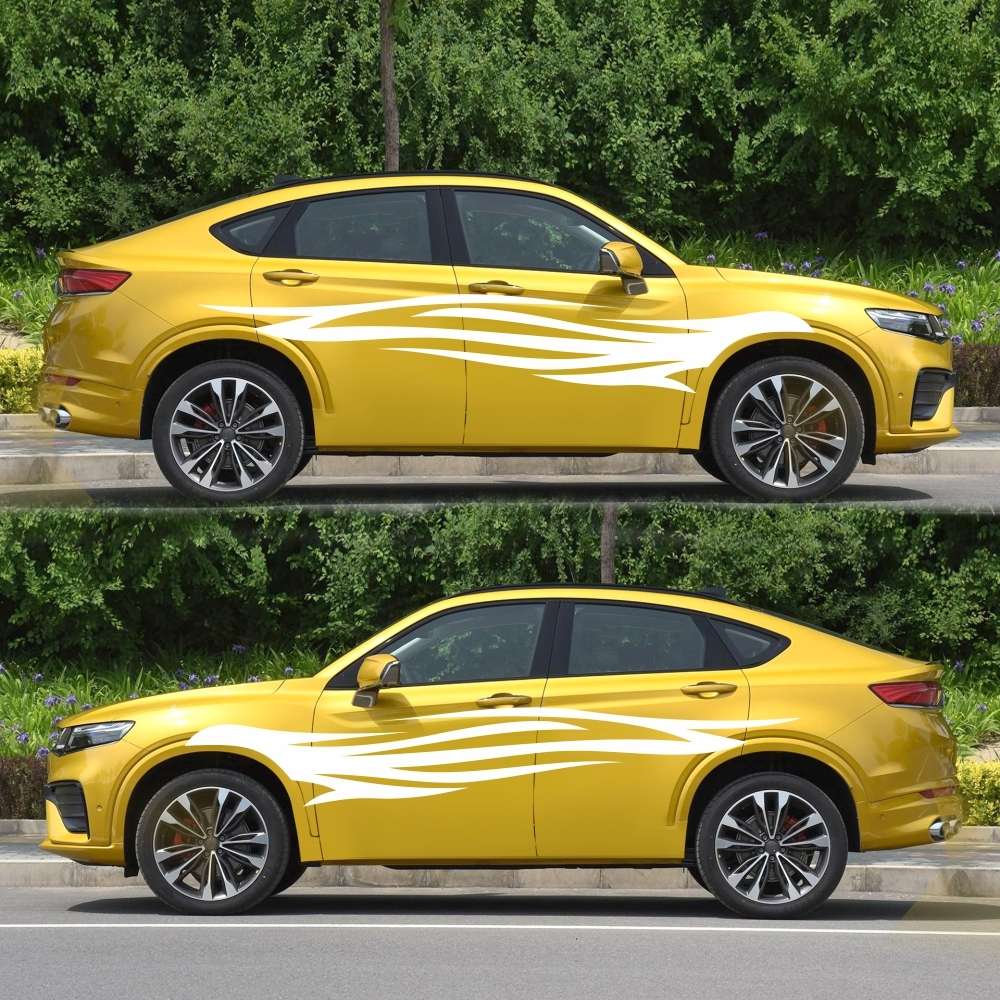 2 PCS/Set D-926 Fire Totem Pattern Car Modified Decorative Sticker(White)