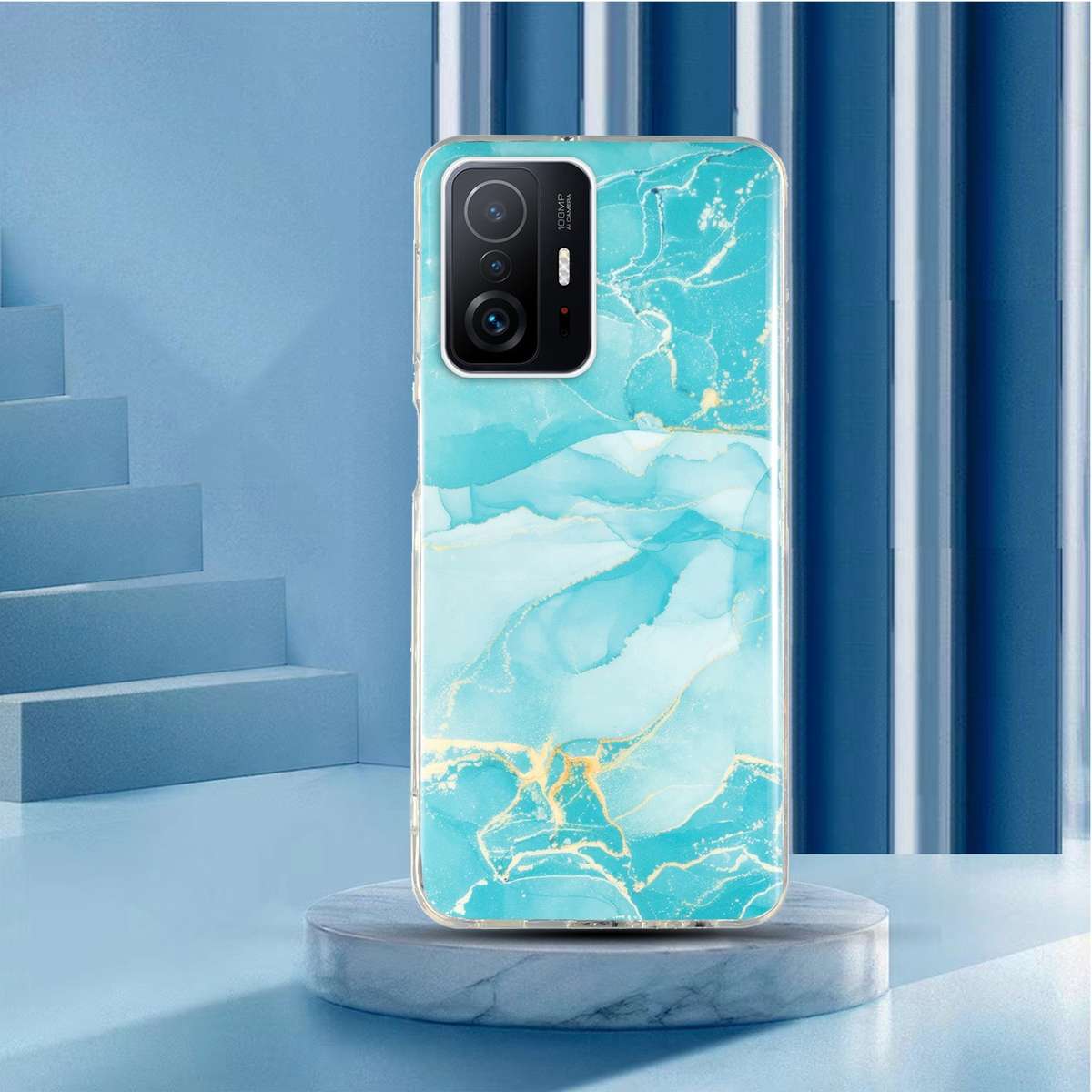 For Xiaomi Redmi 10 IMD Marble Pattern TPU Phone Case(White)