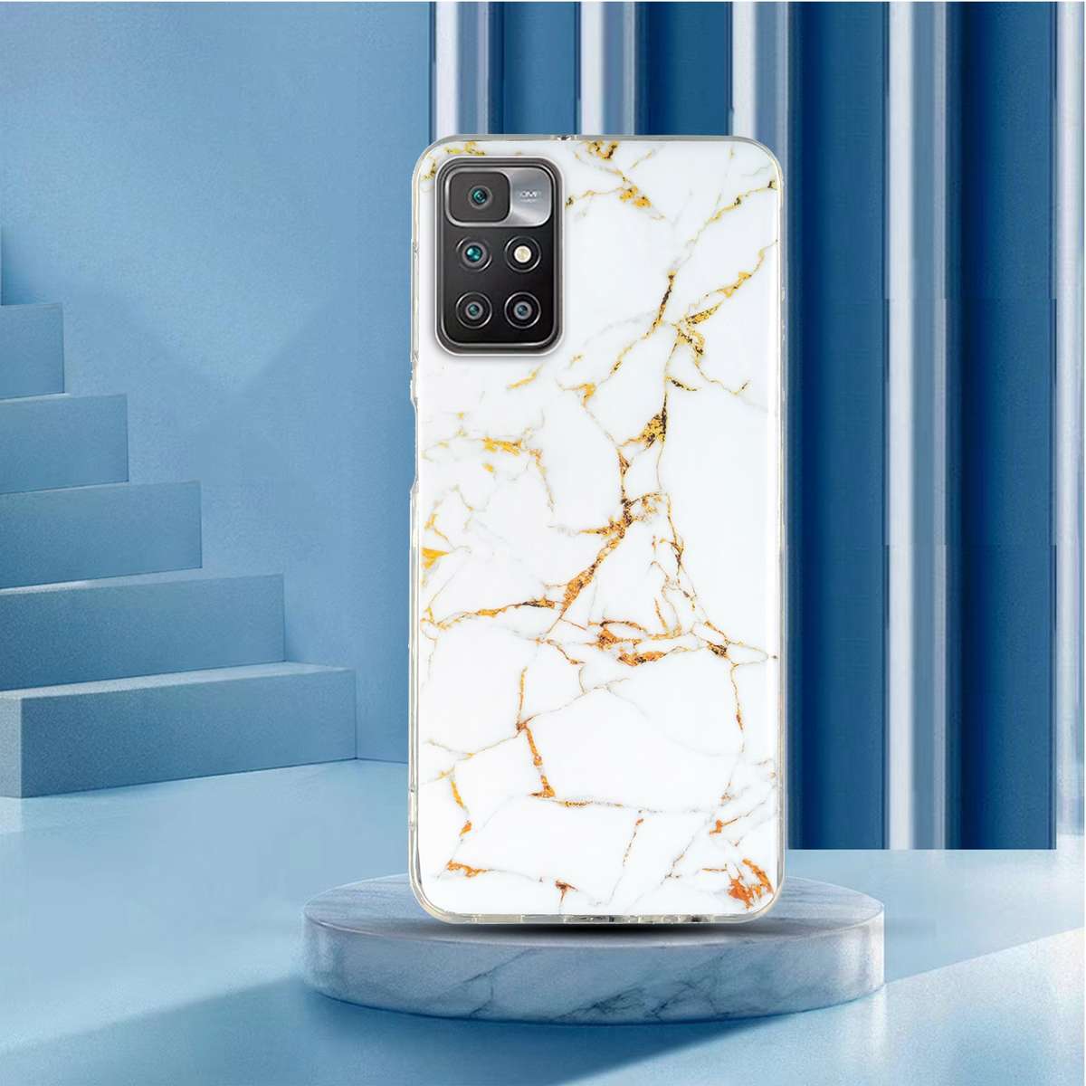 For Xiaomi Redmi 10 IMD Marble Pattern TPU Phone Case(White)