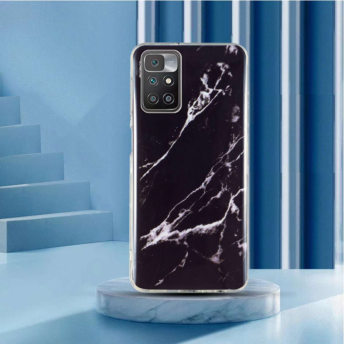 For Xiaomi Redmi 10 IMD Marble Pattern TPU Phone Case(White)