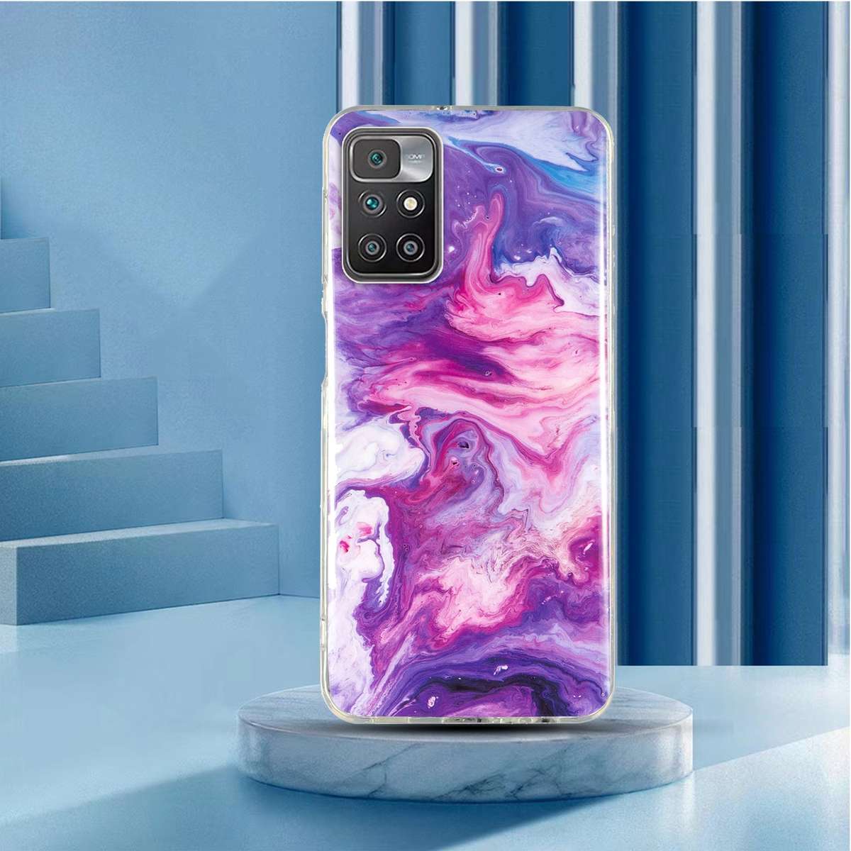 For Xiaomi Redmi 10 IMD Marble Pattern TPU Phone Case(White)