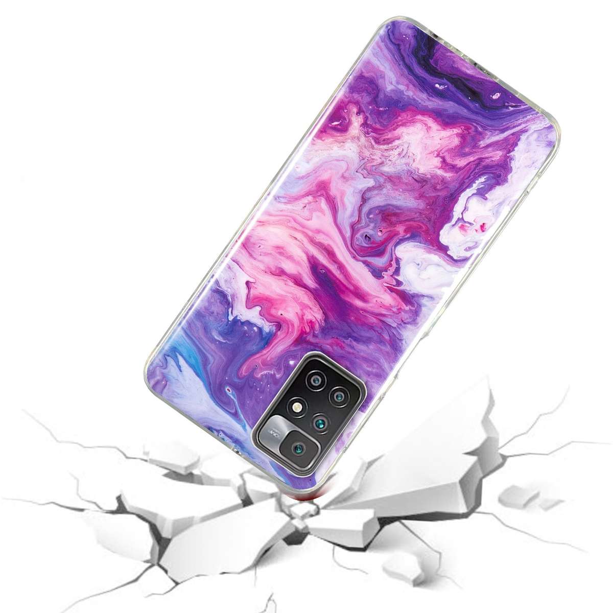 For Xiaomi Redmi 10 IMD Marble Pattern TPU Phone Case(White)