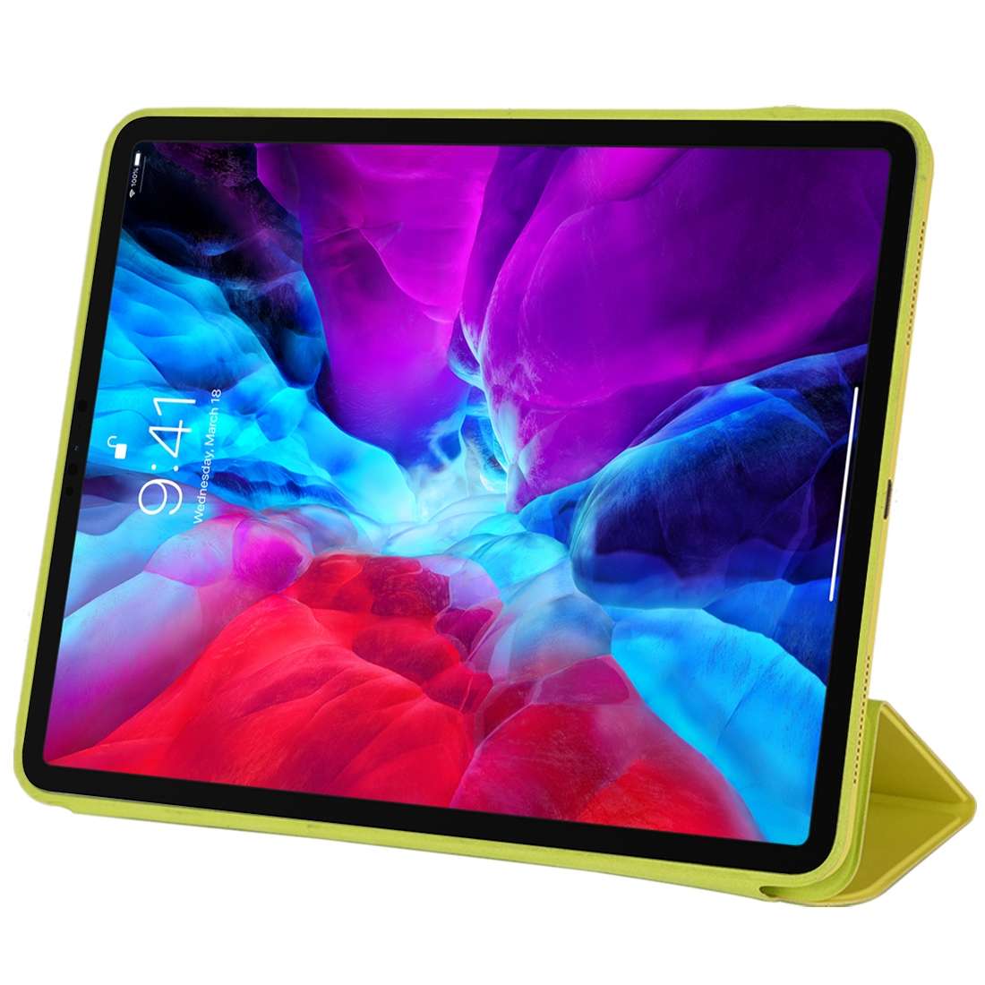 For iPad Pro 12.9 inch (2020/2021) 3-fold Horizontal Flip Smart Leather Tablet Case w ... (Yellow)