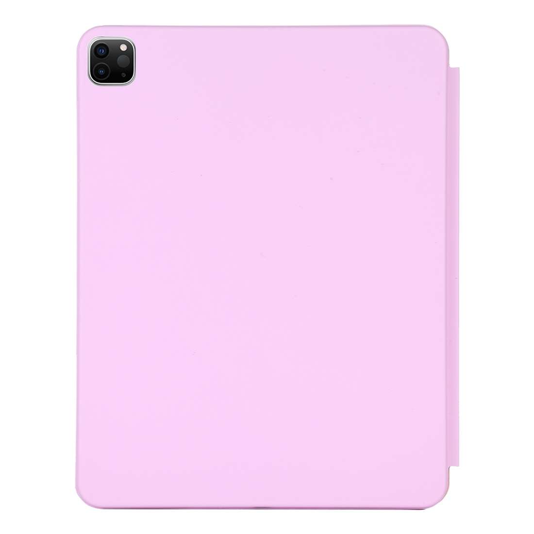For iPad Pro 12.9 inch (2020/2021) 3-fold Horizontal Flip Smart Leather Tablet Case wit ... (Pink)