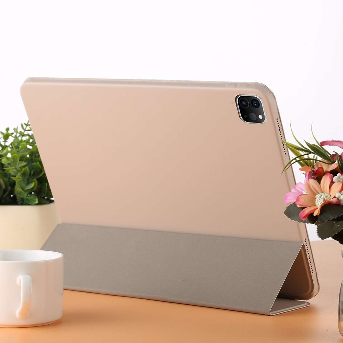 For iPad Pro 12.9 inch (2020/2021) 3-fold Horizontal Flip Smart Leather Tablet Case wit ... (Grey)