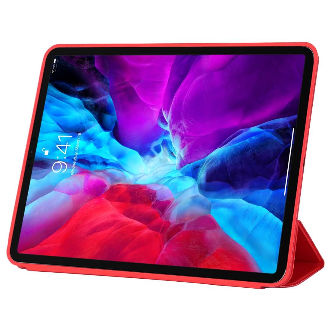 For iPad Pro 12.9 inch (2020/2021) 3-fold Horizontal Flip Smart Leather Tablet Case with ... (Red)
