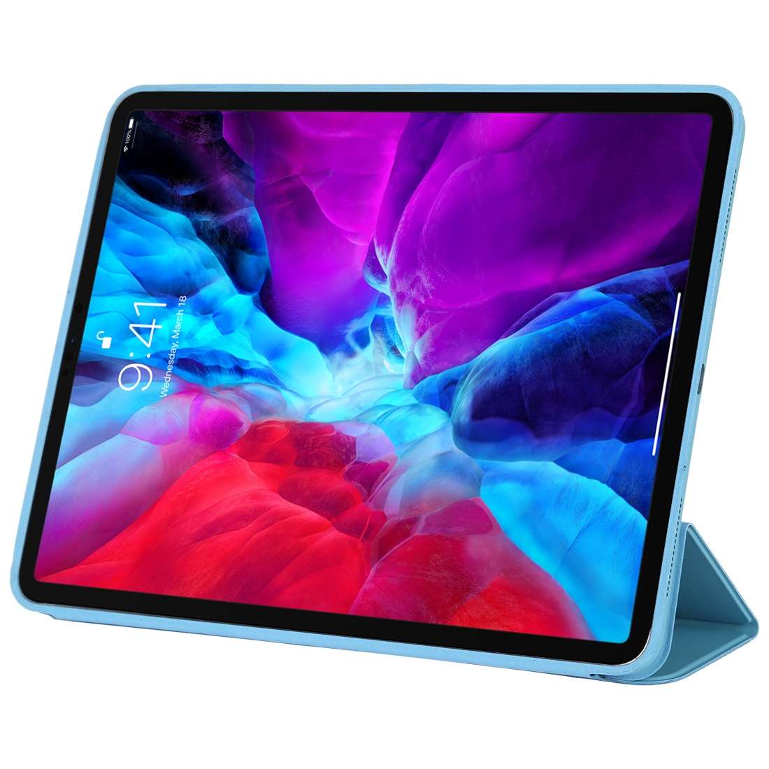For iPad Pro 12.9 inch (2020/2021) 3-fold Horizontal Flip Smart Leather Tablet Case wit ... (Blue)