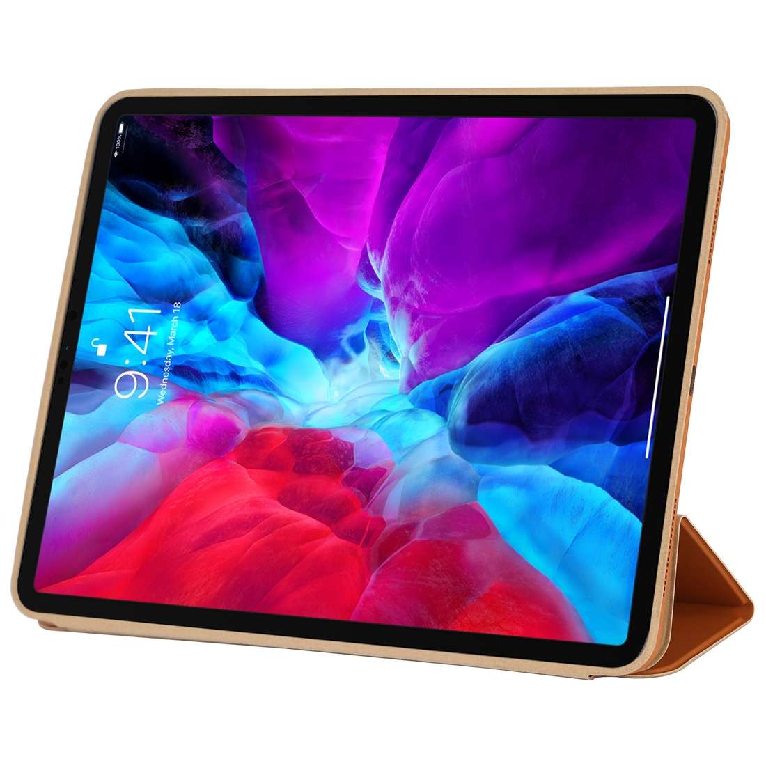 For iPad Pro 12.9 inch (2020/2021) 3-fold Horizontal Flip Smart Leather Tablet Case w ... (Orange)