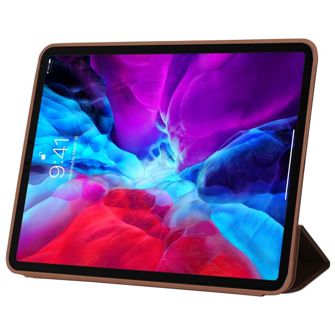 For iPad Pro 12.9 inch (2020/2021) 3-fold Horizontal Flip Smart Leather Tablet Case wi ... (Brown)