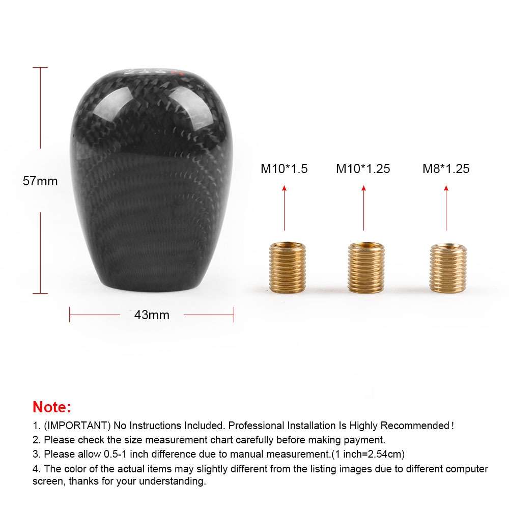 Car Modified 6 Speed Carbon Fiber Gear Stick Shift Knob Head