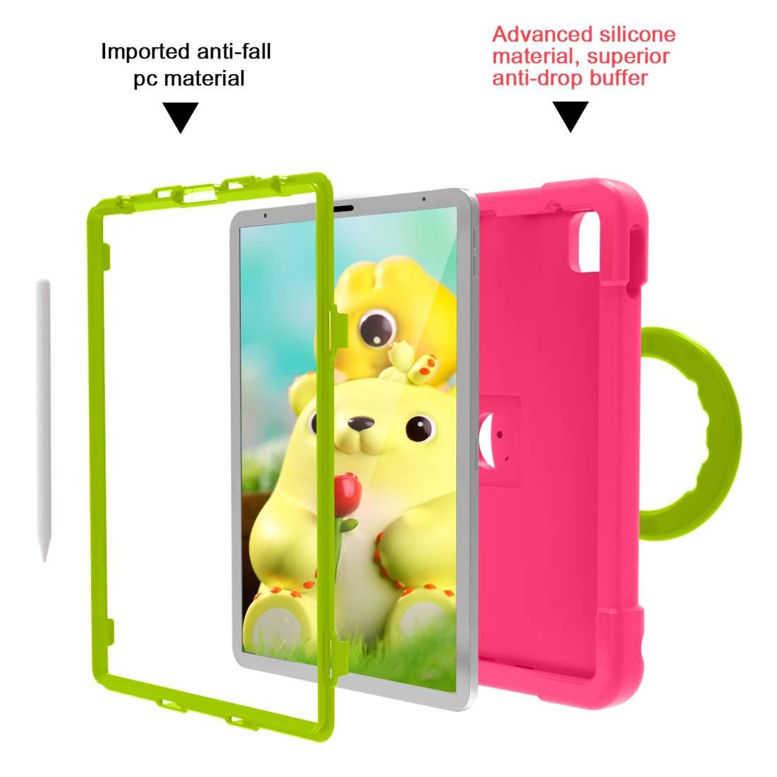 For iPad Pro 11 (2020) PC + Silicone Shockproof Combination Tablet Case ... (Rose Red+Grass Green)