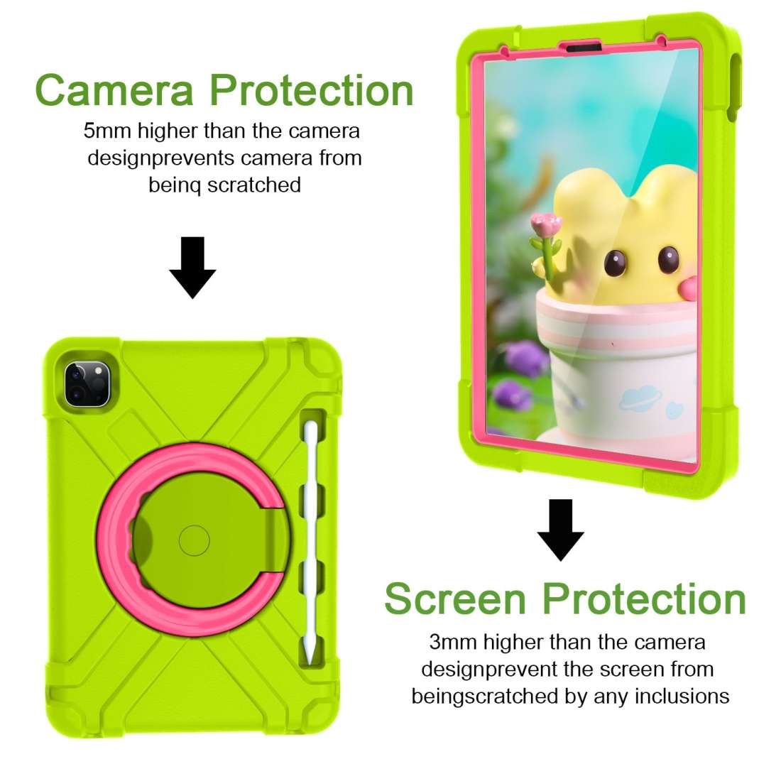 For iPad Pro 11 (2020) PC + Silicone Shockproof Combination Tablet Case ... (Grass Green+Rose Red)