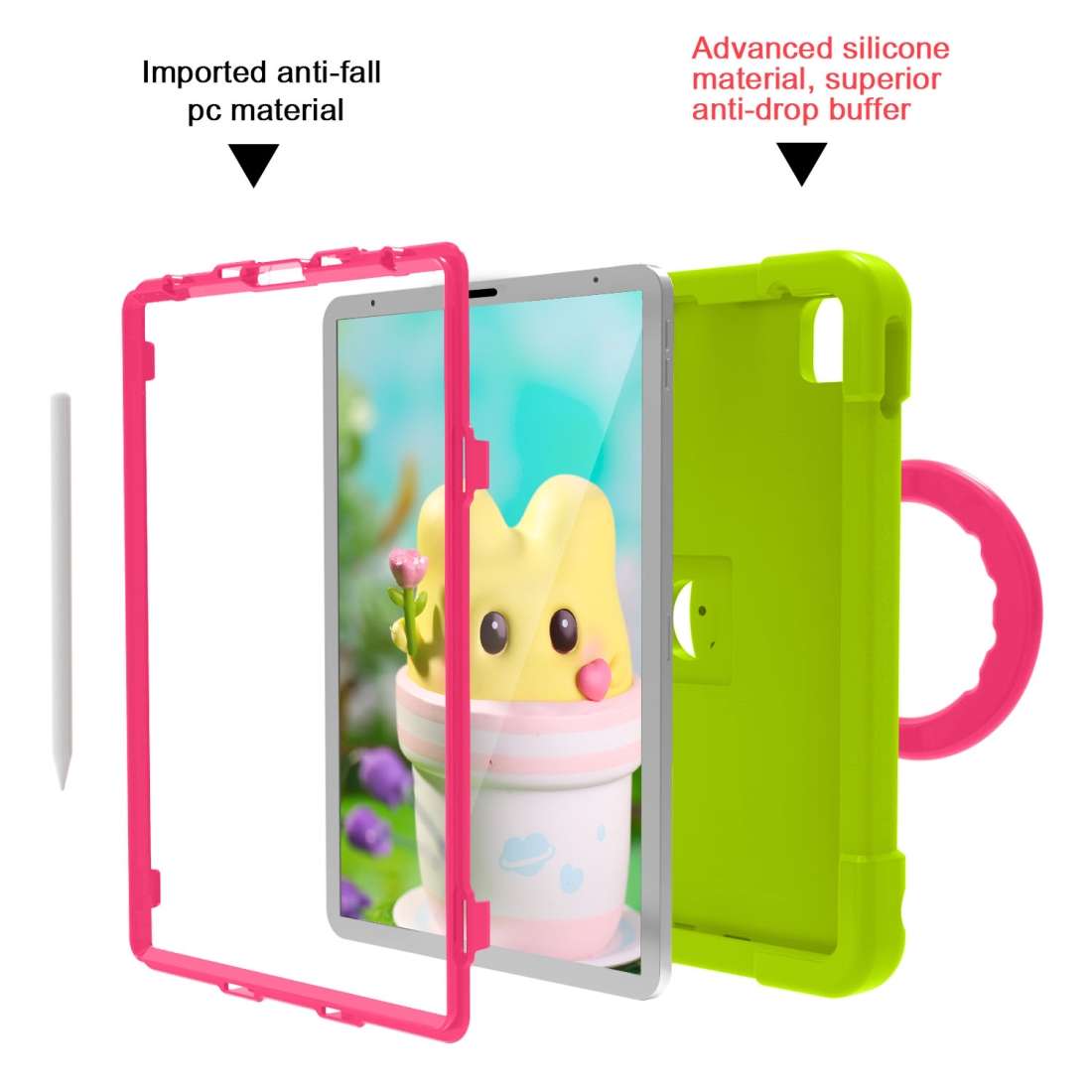 For iPad Pro 11 (2020) PC + Silicone Shockproof Combination Tablet Case ... (Grass Green+Rose Red)