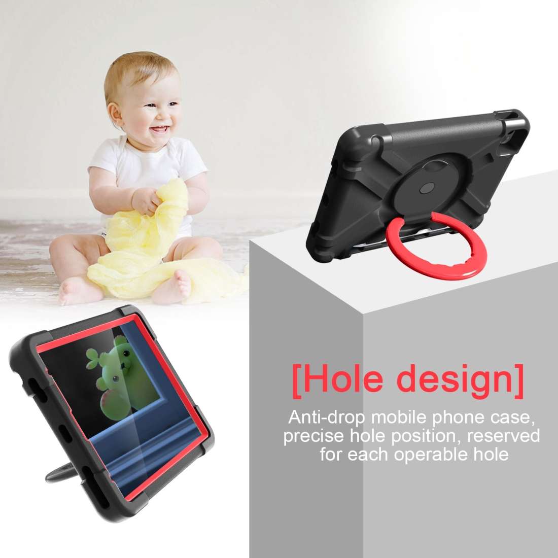For iPad Pro 11 (2020) PC + Silicone Shockproof Combination Tablet Case with 360 D ... (Black+Red)