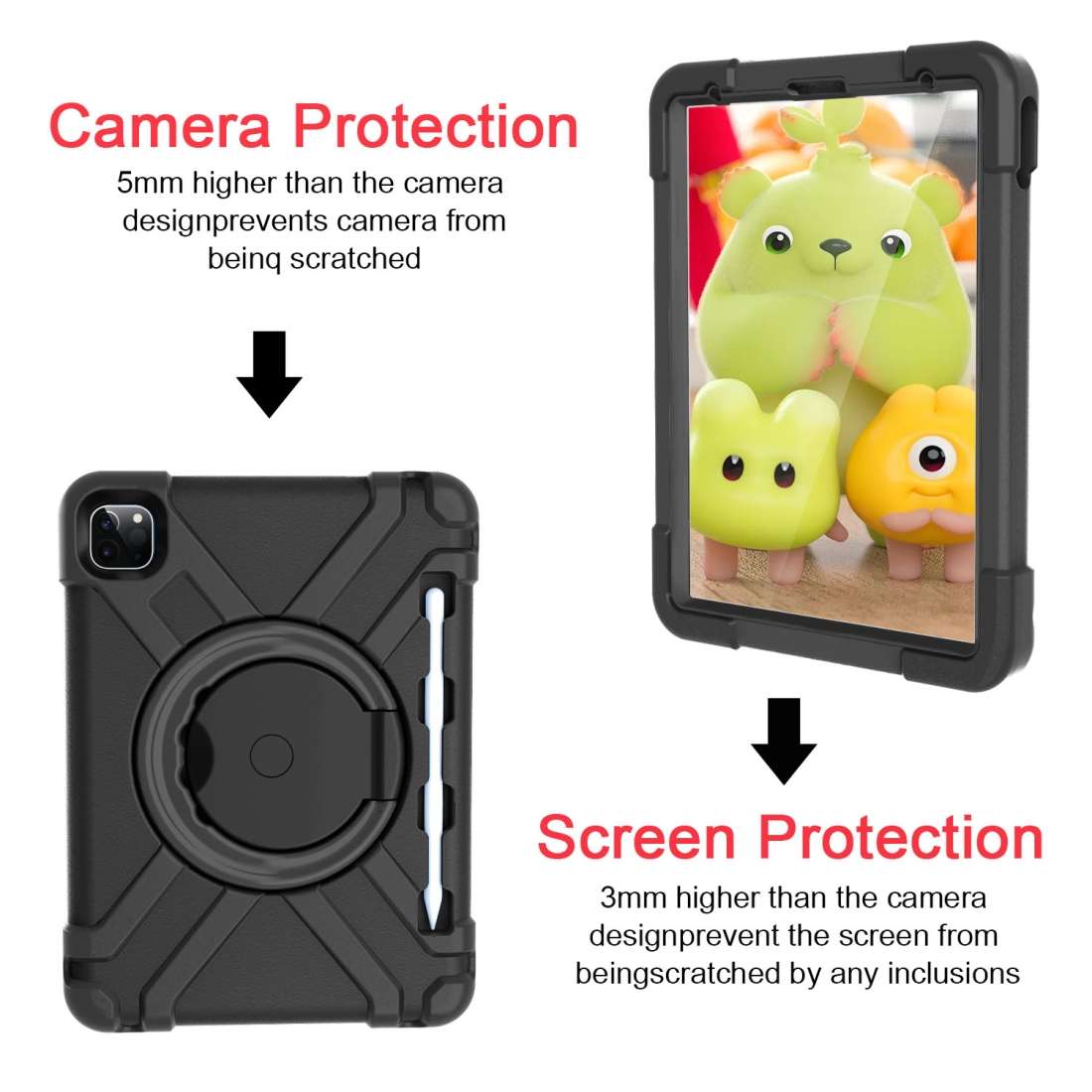 For iPad Pro 11 (2020) PC + Silicone Shockproof Combination Tablet Case with 360 Degre ... (Black)