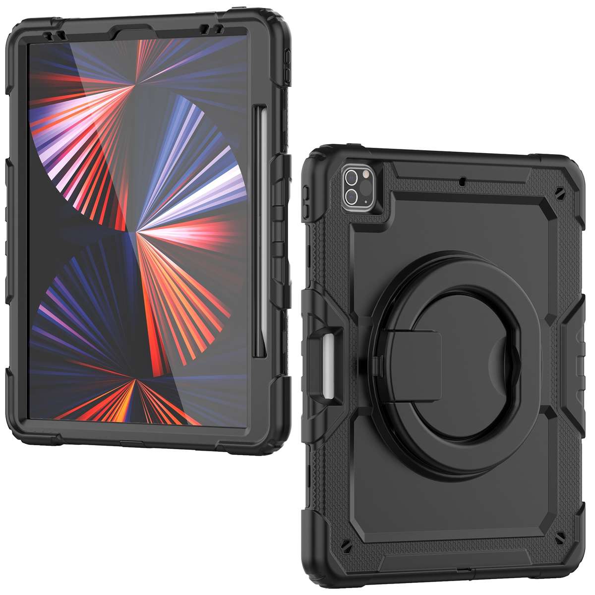 For iPad Pro 12.9 2021 Bracelet Holder Silicone + PC Tablet Case(Black)