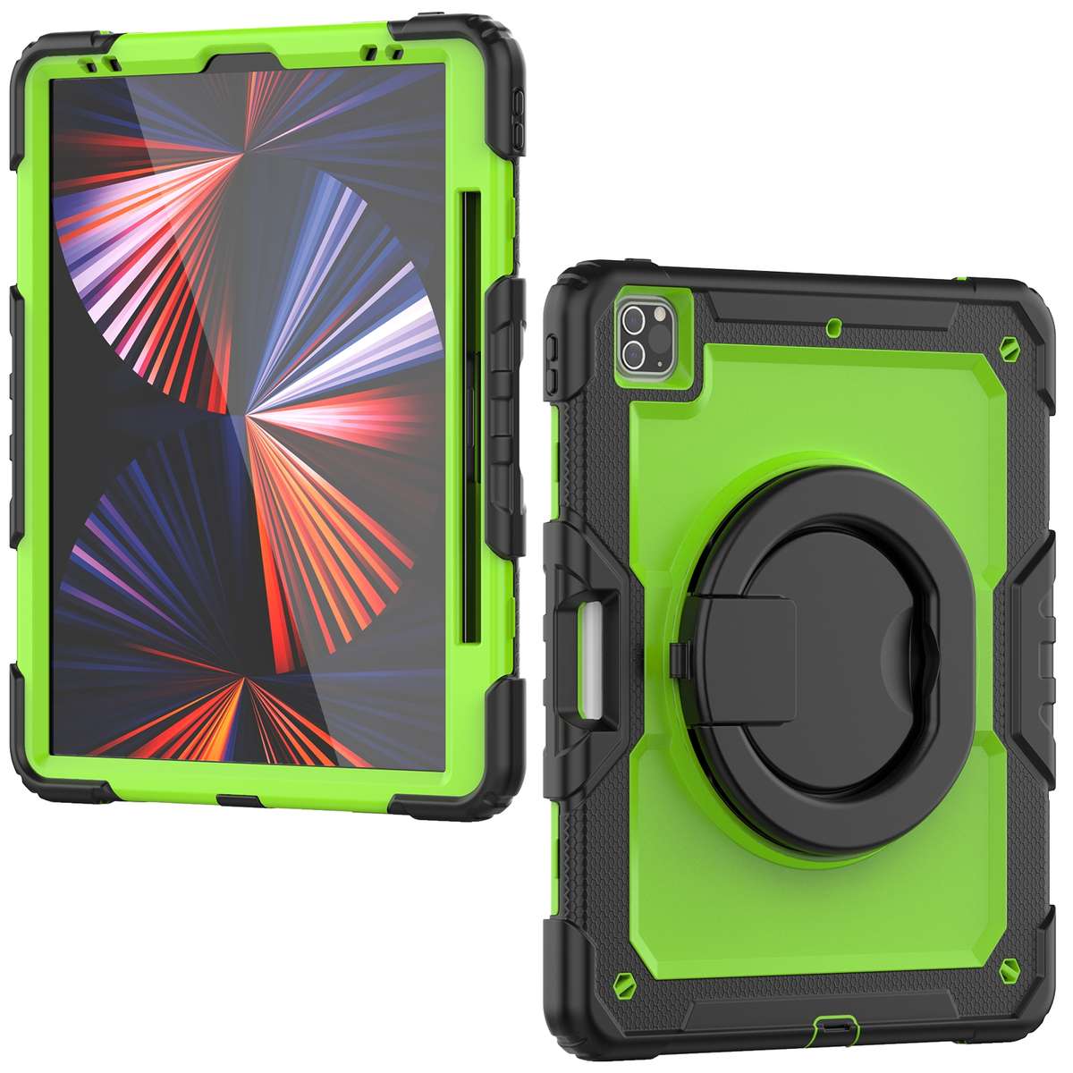 For iPad Pro 12.9 2021 Bracelet Holder Silicone + PC Tablet Case(Yellow Green)
