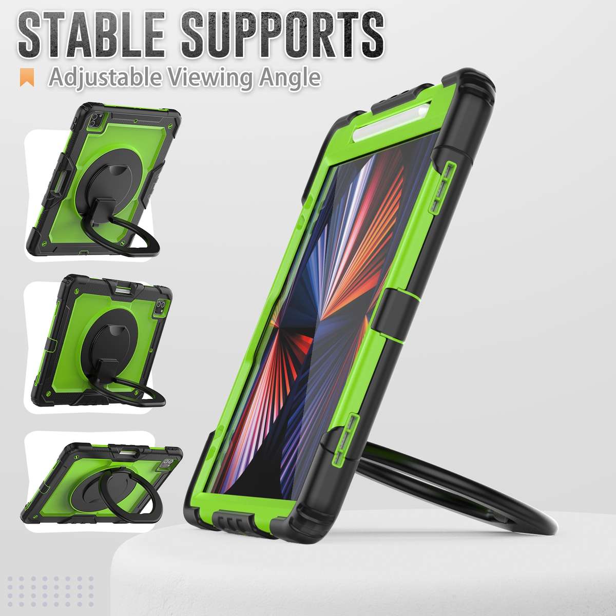 For iPad Pro 12.9 2021 Bracelet Holder Silicone + PC Tablet Case(Yellow Green)