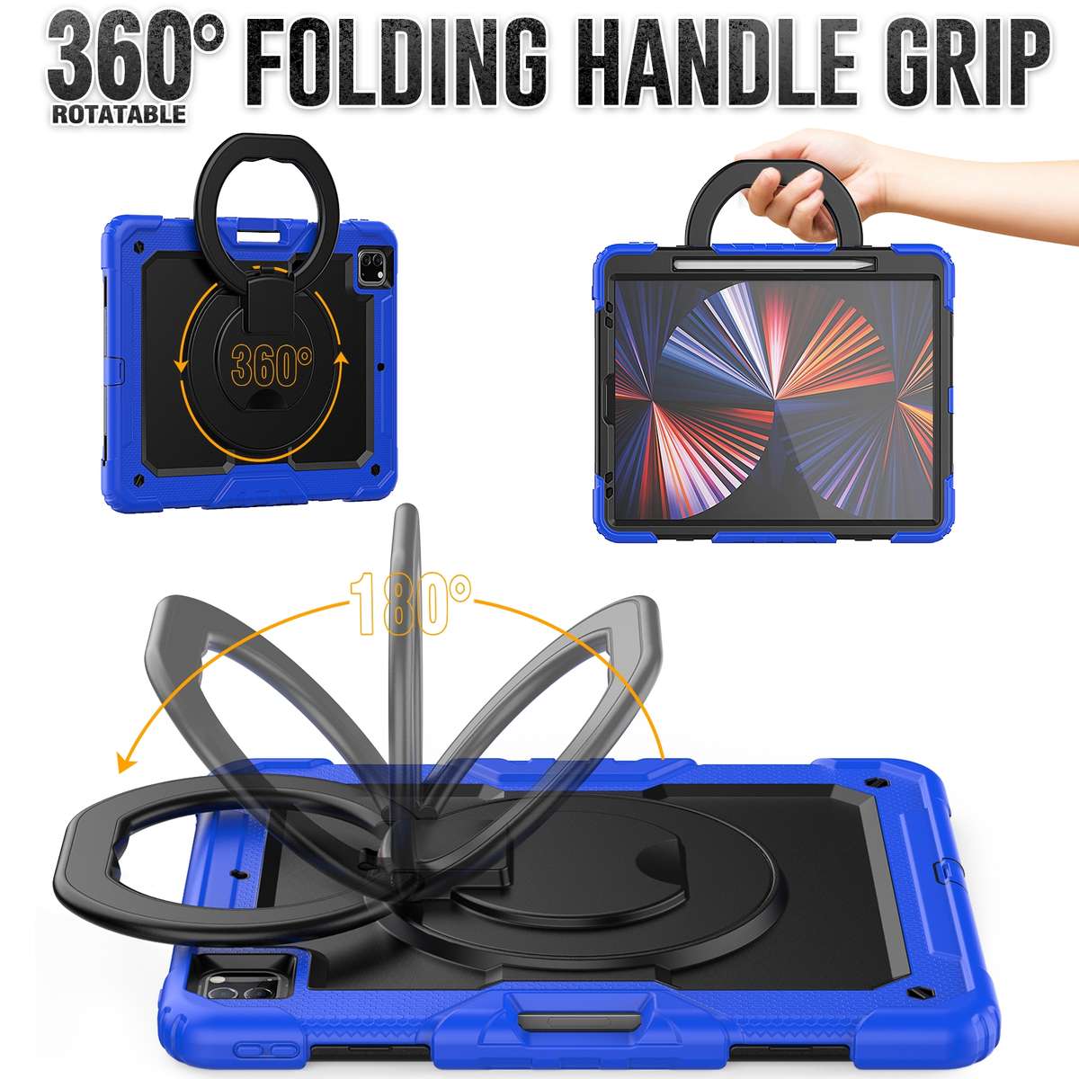 For iPad Pro 12.9 2021 Bracelet Holder Silicone + PC Tablet Case(Blue)